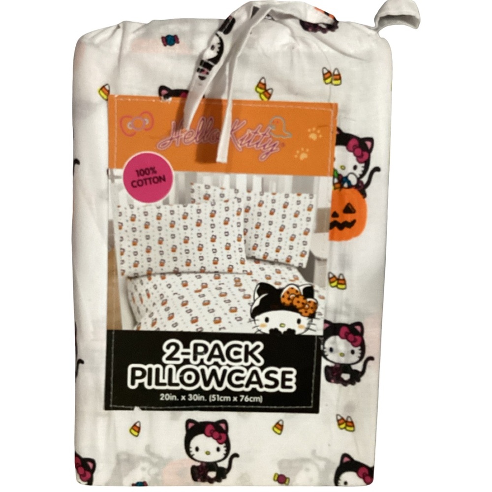 Hello Kitty Halloween Pumpkin 2 Pack Standard Pillow Cases 100% Cotton NIP